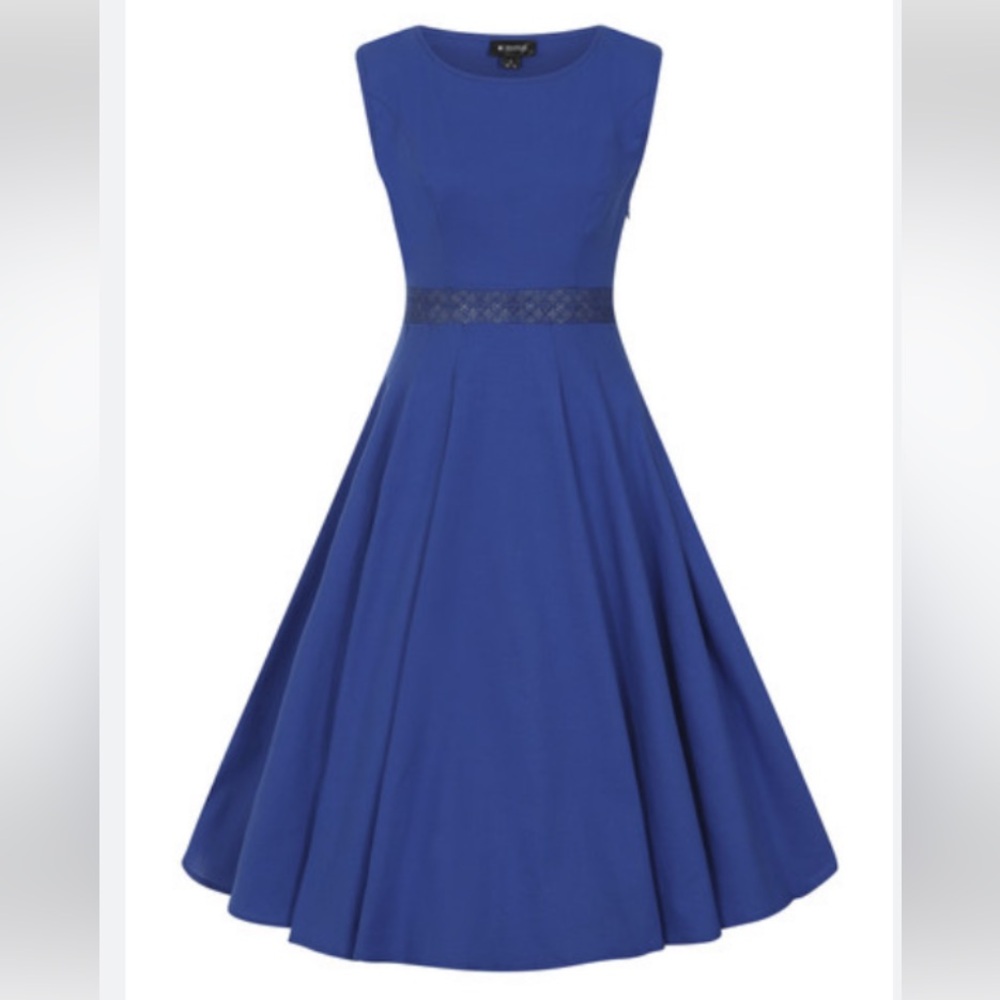 Collectif Blue Astrid Dress - Picture 1 of 5